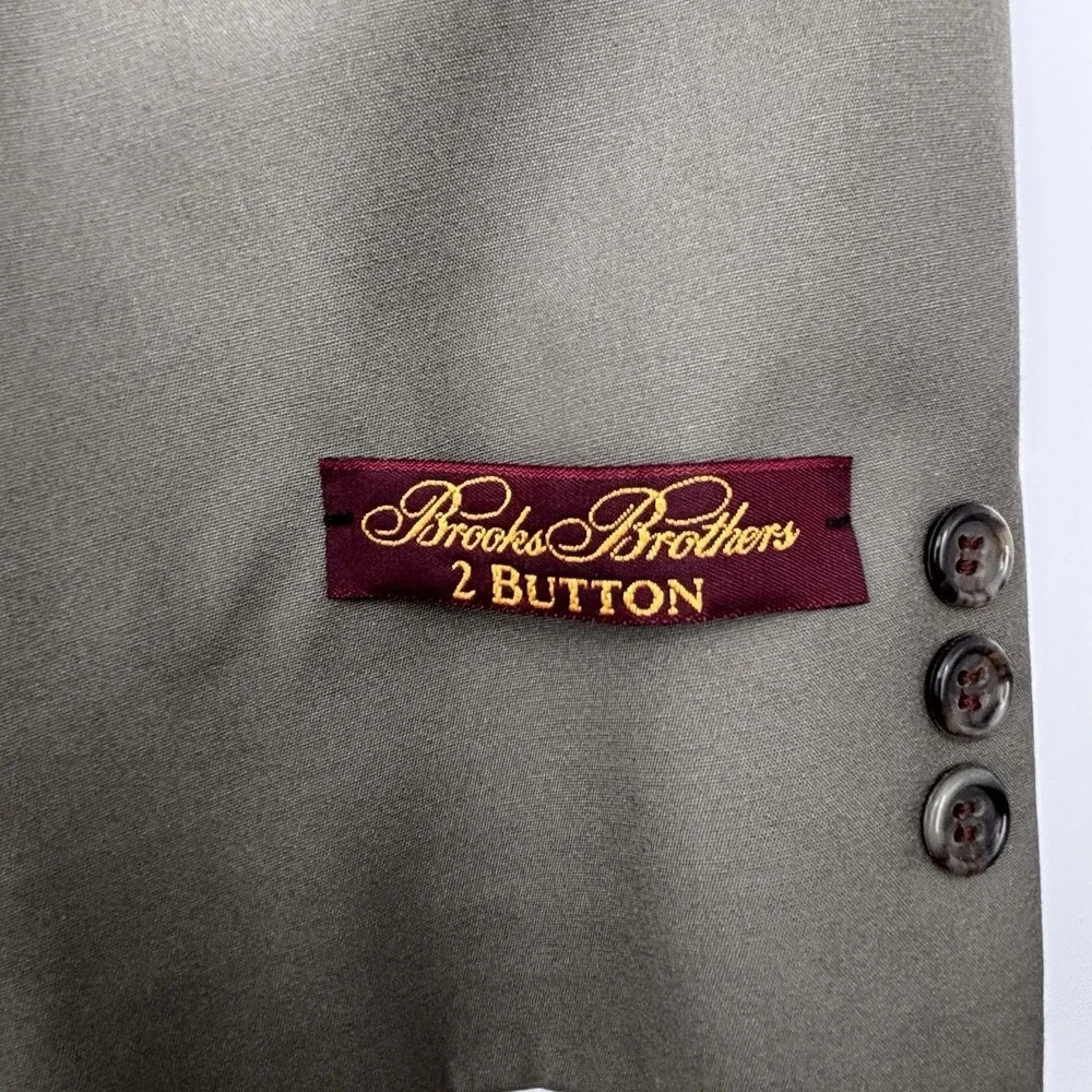Brooks Brothers Mens 44L 2 Button Blazer Sport Coat Olive Green Taupe 1254-J4CJ